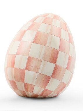 MacKenzie-Childs Easter Collection Check Egg Figurine SMALL in Rosey #35514-2567